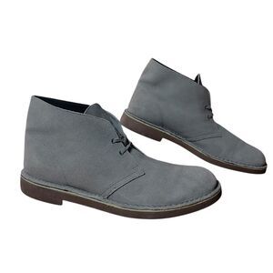 Clarks Chukka Boots Men's Size 13 Gray Suede Lace Up Casual Shoes Minimalist